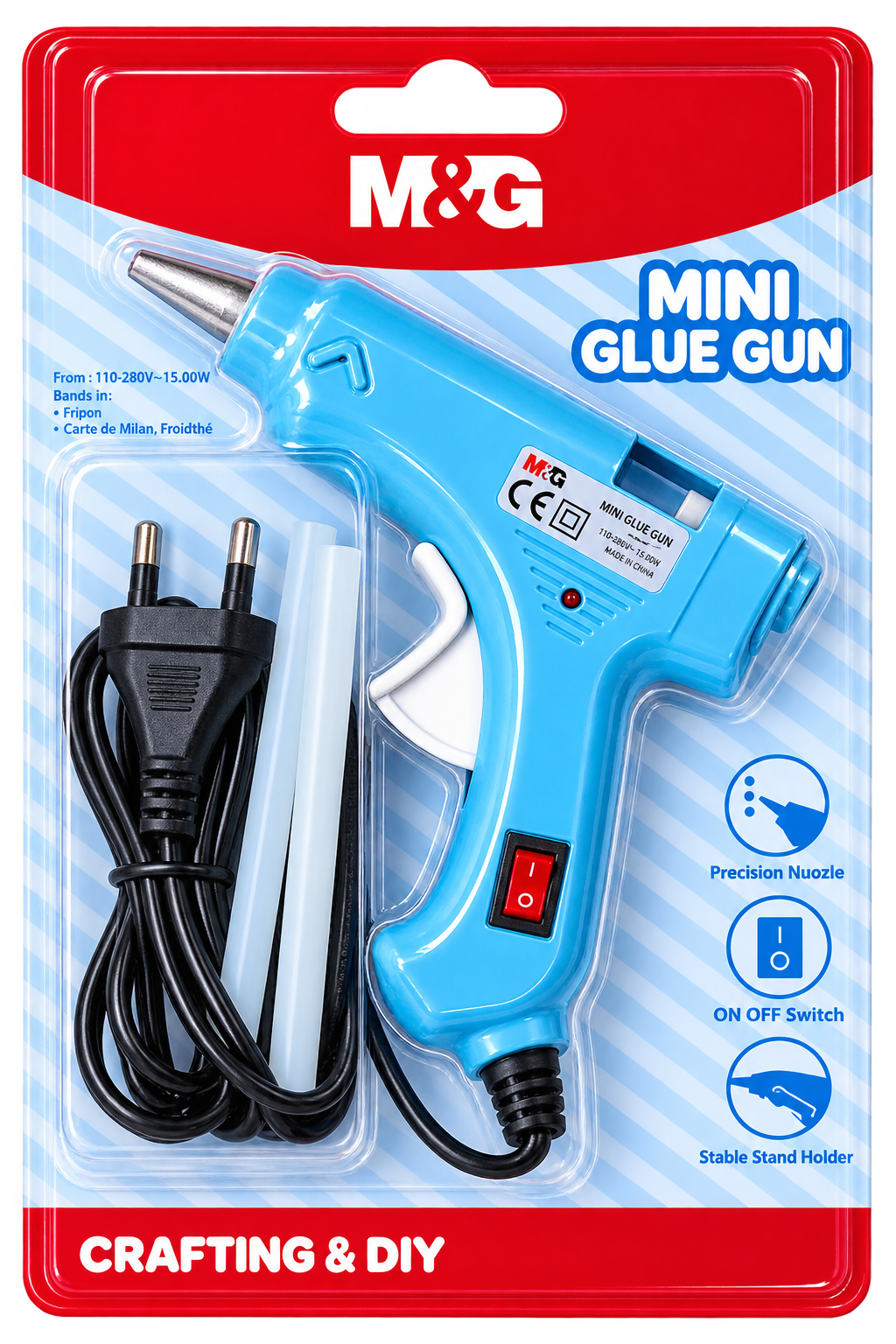 MINI PISTOLET À COLLE CHAUDE M&G 7mm 10W